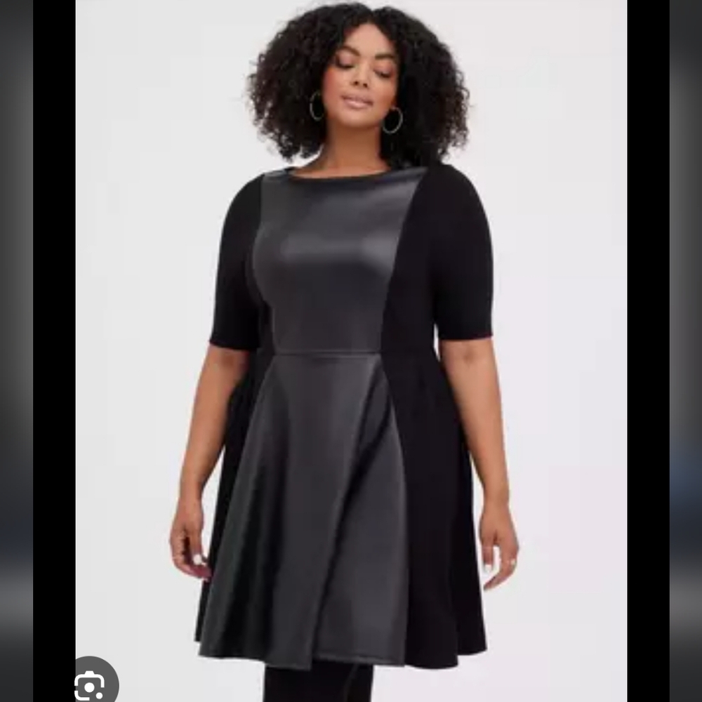 Torrid Ponte Faux Leather Skater Dress